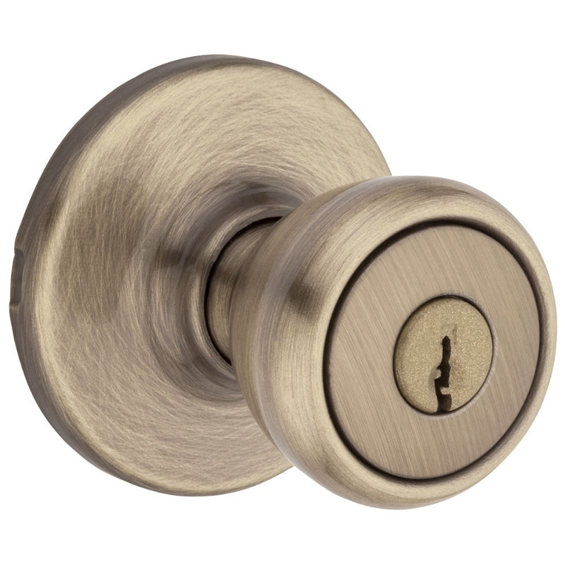 Kwikset 400T5CPK6 Keyed Entry Knob, Antique Brass