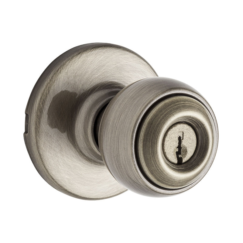 Kwikset 400P5CP K6 Keyed Entry Knob, Antique Brass