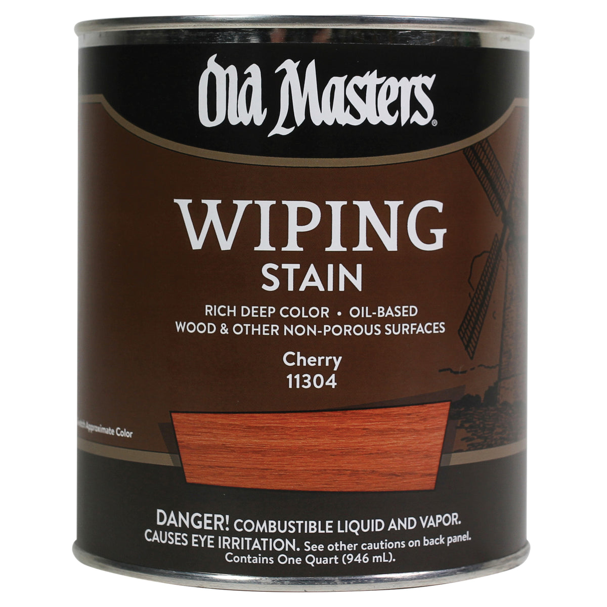 Old Masters 11304 Wiping Stain, Clear, Liquid, 1 qt, Can
