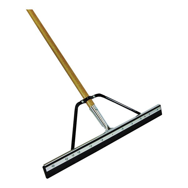 Quickie 016HDSU Floor Squeegee, 24 in Blade, Flat Blade, Steel Blade, Wood Handle