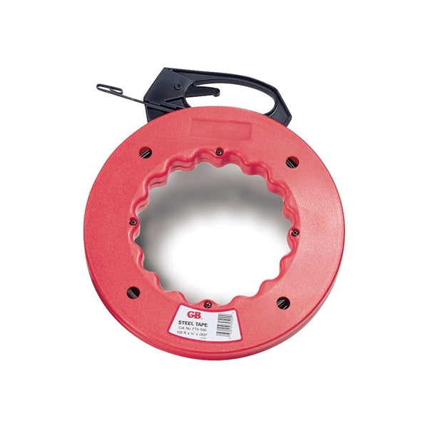 GB FTS Series FTS-50B Fish Tape, 1/8 in Tape, 50 ft L Tape, Steel Tape, Red Case
