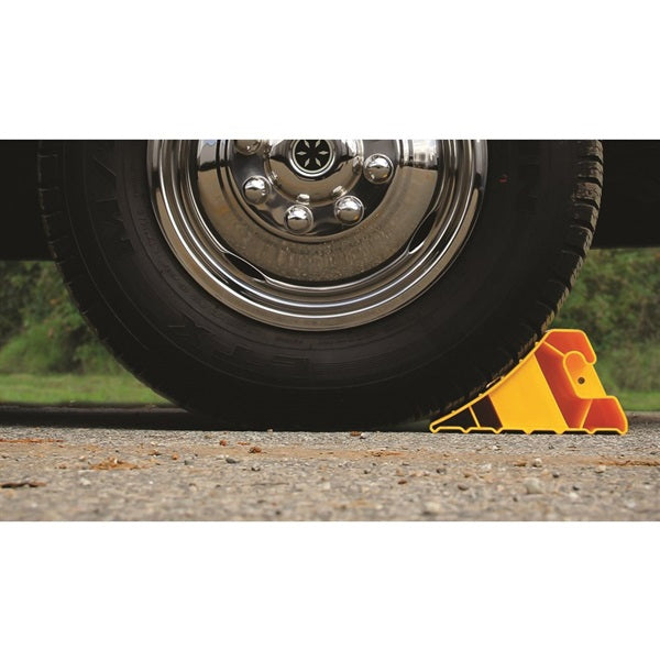 CAMCO 44492 Wheel Stop Chock, Plastic, Yellow, For: Tires Up to 29 in