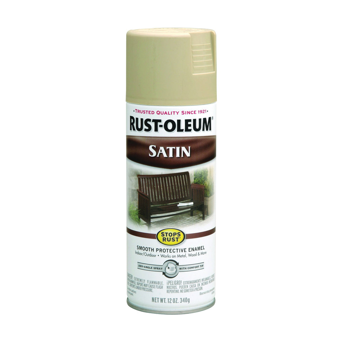 Stops Rust 7772830 Rust-Preventative Spray Paint, Low Satin, Low Satin Putty, 12 oz, Can