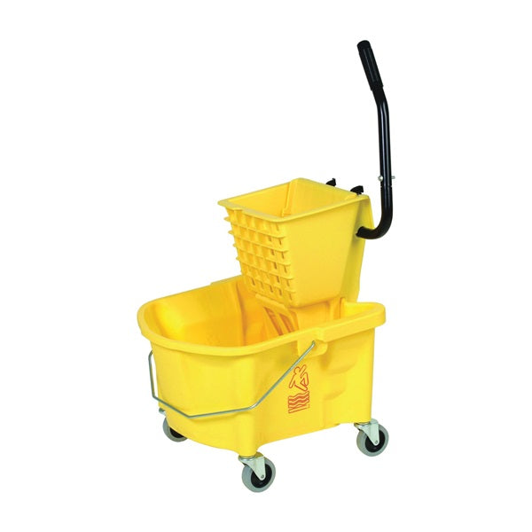 CONTINENTAL COMMERCIAL Splash Guard 226-312YW Mop Bucket Combo, 26 qt Capacity, Plastic Bucket/Pail, Plastic Wringer