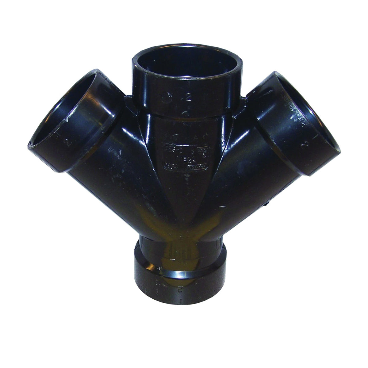 GENOVA 83420 Double Pipe Wye, 2 in, Hub, ABS, SCH 40 Schedule