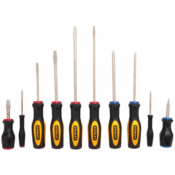 STANLEY 60-100 Standard Fluted Screwdriver Set, Steel, Nickel, Black