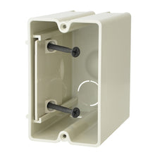 Load image into Gallery viewer, SLIDERBOX SB-1 Electrical Box, 1 -Gang, 2 -Outlet, 1 -Knockout, 1/2 in Knockout, PVC, Beige/Tan
