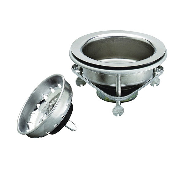 Plumb Pak PP5416 Basket Strainer, Stainless Steel, For: 3-1/2 in Dia Opening Kitchen Sink