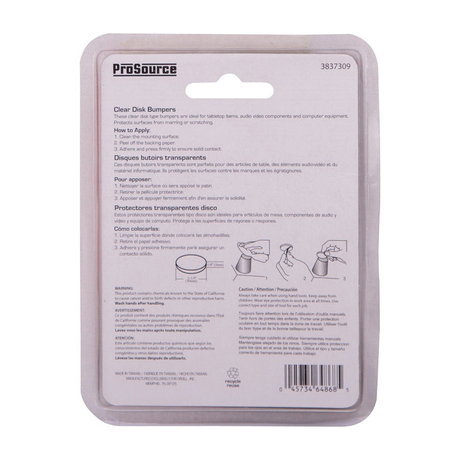 Prosource FE-50774-PS Furniture Bumper Pad, 1-1/4 in, Disk, PU