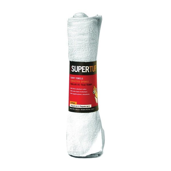 Trimaco SuperTuff 10756 Terry Towel, 17 in L, 14 in W, Cotton, White