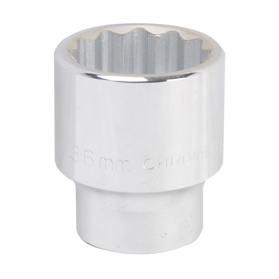 Vulcan MT-SM6036 Drive Socket, 36 mm Socket, 3/4 in Drive, 12-Point, Chrome Vanadium Steel, Chrome