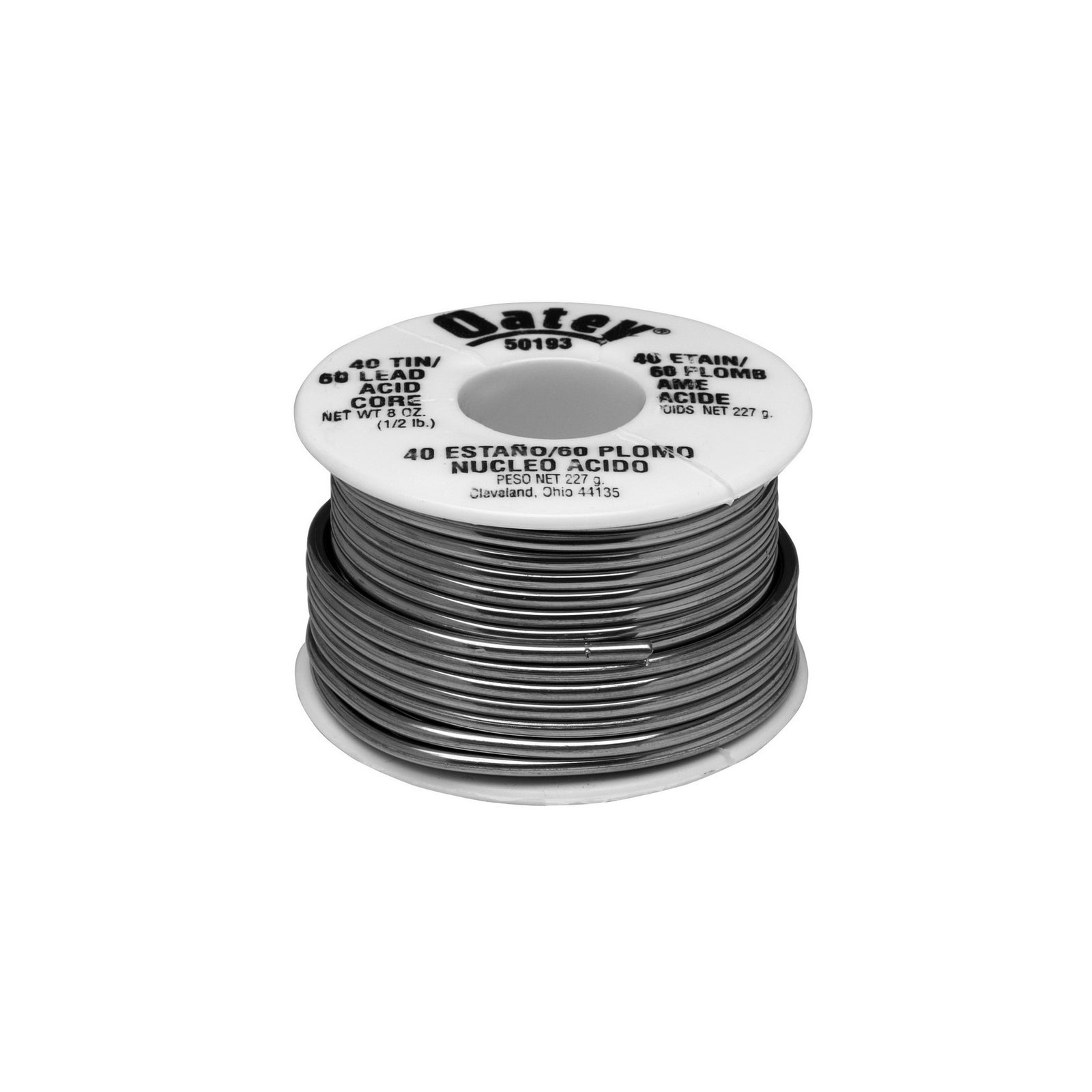Oatey 50193 Acid Core Wire Solder, 1/2 lb, Solid, Silver, 360 to 460 deg F Melting Point