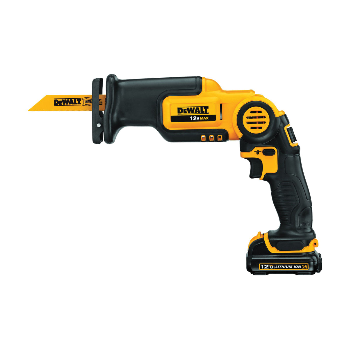 DeWALT DCS310S1 Reciprocating Saw Kit, Battery Included, 12 V, 9/16 in L Stroke, 0 to 2700 spm