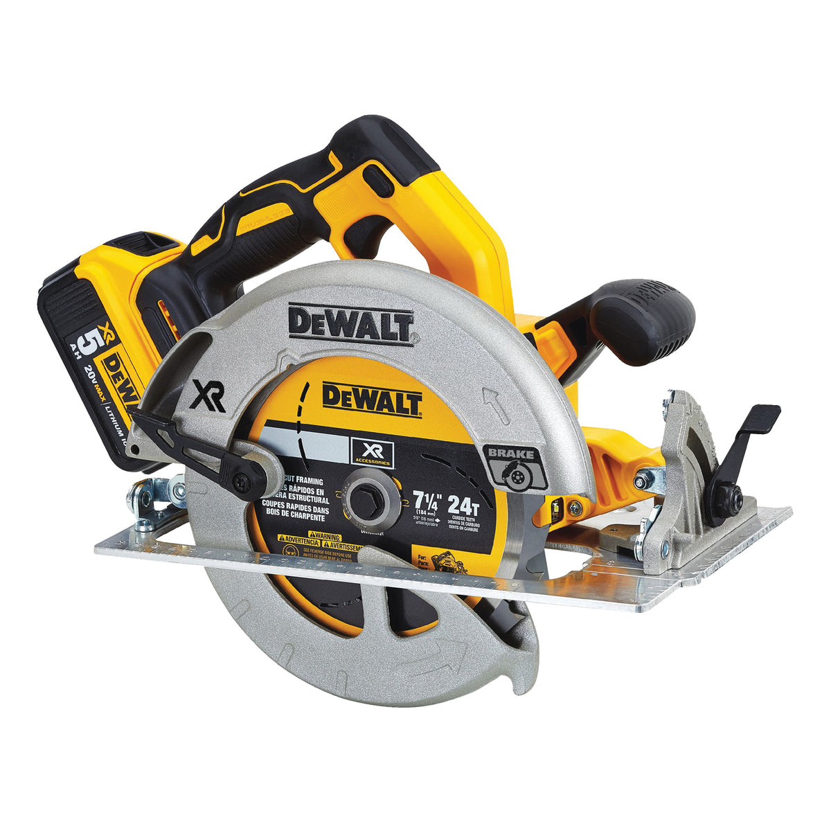 DeWALT DCS570P1 20V Max 7.25&quot; Brushless XR Circular Saw Kit (Includes 20V Battery, Charger, Blade, Wrench, and Rafter Hook)