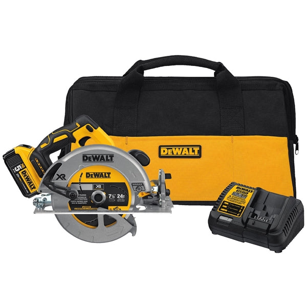 DeWALT DCS570P1 20V Max 7.25&quot; Brushless XR Circular Saw Kit (Includes 20V Battery, Charger, Blade, Wrench, and Rafter Hook)