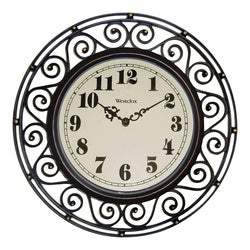 Westclox 32021 Clock, Round, Dark Brown Frame, Plastic Clock Face, Analog