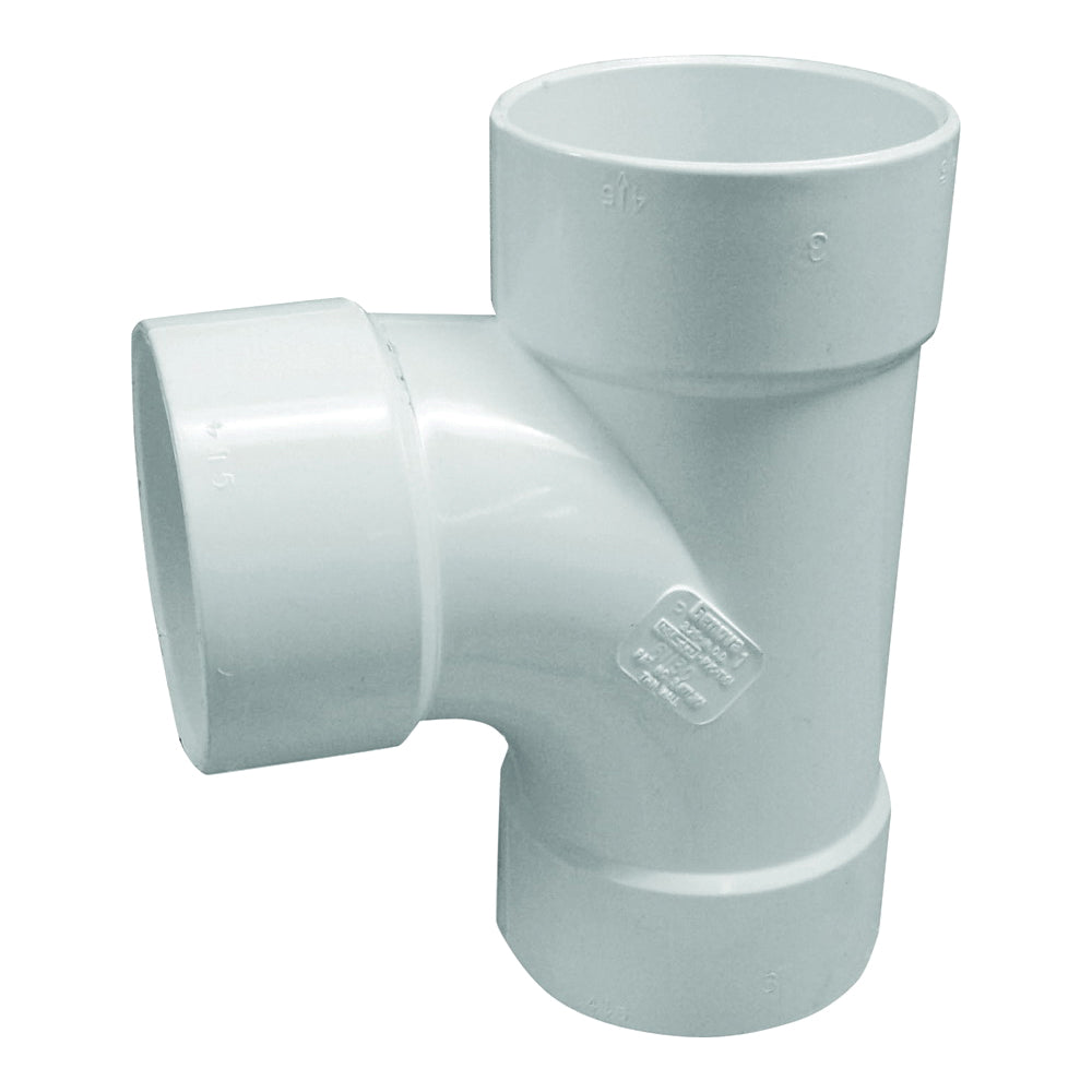 GENOVA 400 Series 41160 Sanitary Pipe Tee, 6 in, Hub, PVC, White