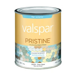 Valspar 18205-1QT Latex Paint, Flat, Clear, 1 qt, Resists: Algae, Crack, Dirt, Fade, Mildew, Mold, Peel, Stain
