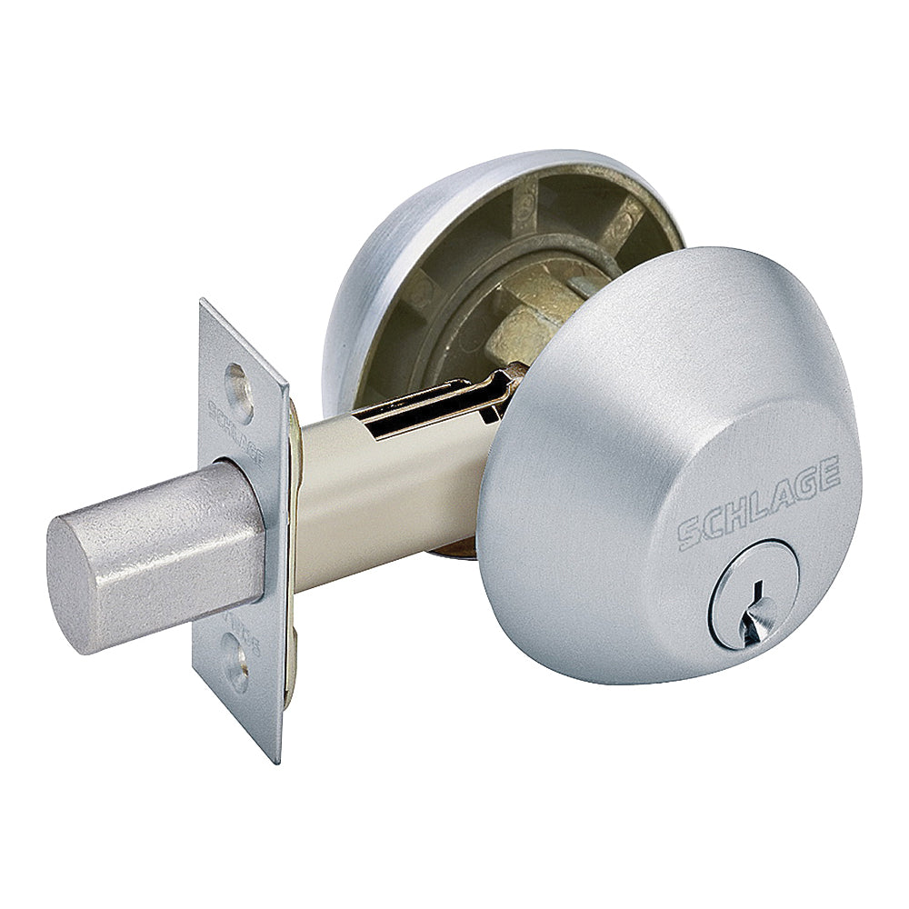 Schlage B62N626 Entry Deadbolt, 1 Grade, Keyed Alike Key, Metal, Satin Chrome, 2-3/8 x 2-3/4 in Backset, C, K4 Keyway