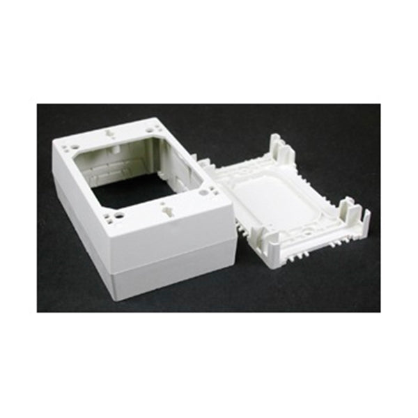 Wiremold NMW NMW35 Outlet Box, 1 -Gang, 0 -Knockout, Plastic, White, Wall Mounting
