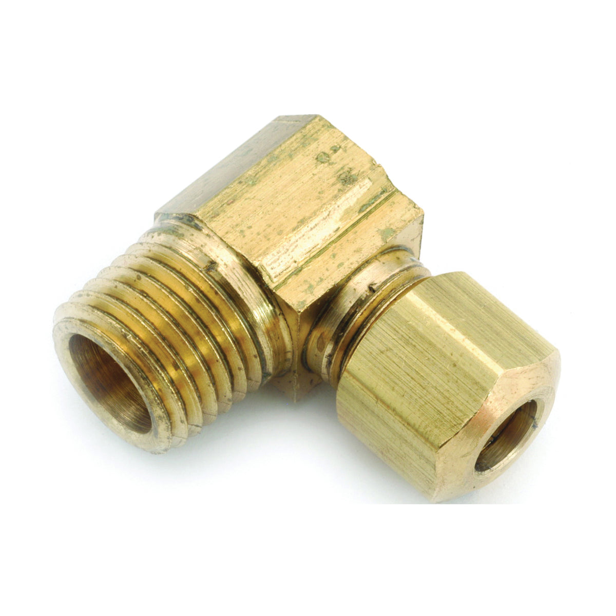 Anderson Metals 750069-0402 Tube to Pipe Elbow, 1/4 x 1/8 in, 90 deg Angle, Brass, 300 psi Pressure