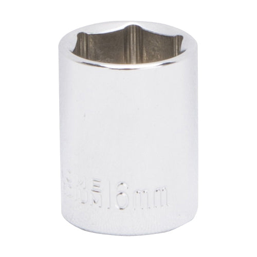 Vulcan MT6499677 Drive Socket, 16 mm Socket, 3/8 in Drive, 6-Point, Chrome Vanadium Steel, Chrome
