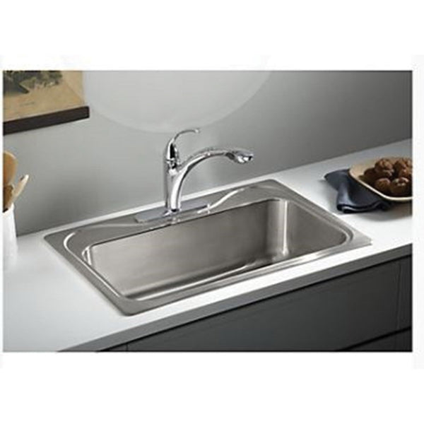 Sterling Southhaven Series 45987-4-NA Kitchen Sink, 4-Faucet Hole, 22 in OAW, 9-1/4 in OAD, 33 in OAH, Stainless Steel