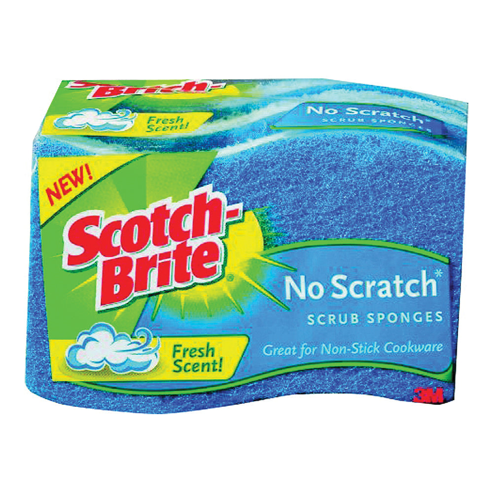Scotch-Brite MP-3 Scrub Sponge, 4.4 in L, 2.6 in W, 0.8 in Thick, Cellulose, Blue
