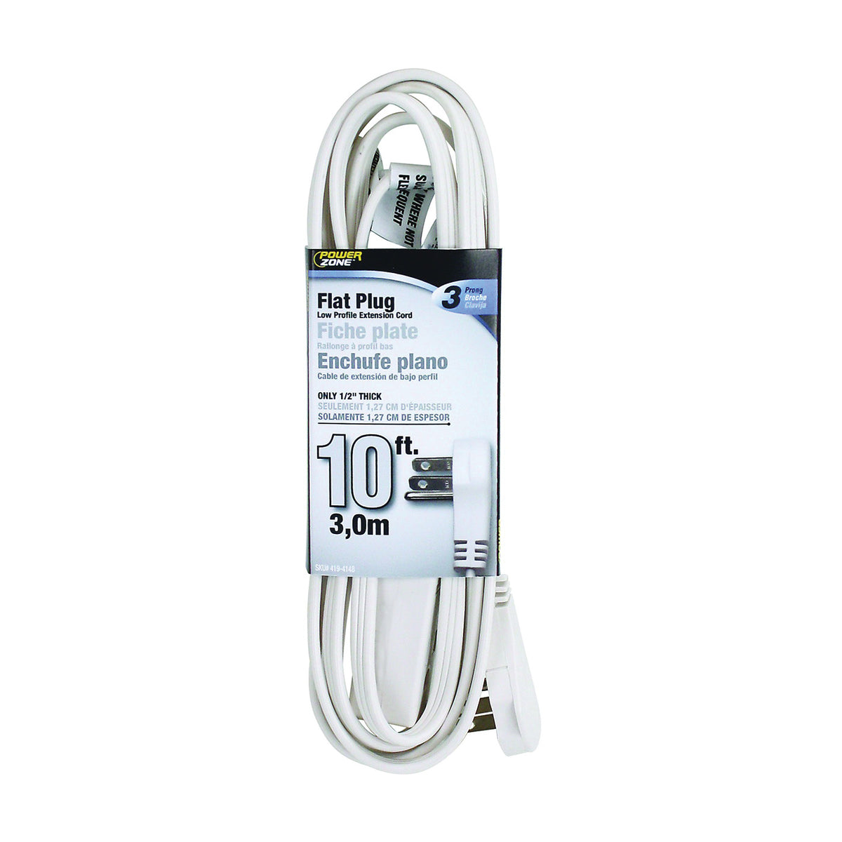 PowerZone OR930610 Extension Cord, 16 AWG Cable, Polarized Plug, Polarized Receptacle, 10 ft L, 13 A, 125 V