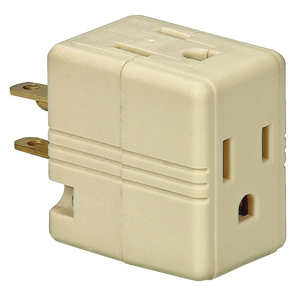 Eaton Wiring Devices 1482V-BOX Outlet Tap, 2 -Pole, 15 A, 125 V, 3 -Outlet, NEMA: NEMA 1-15R, Ivory