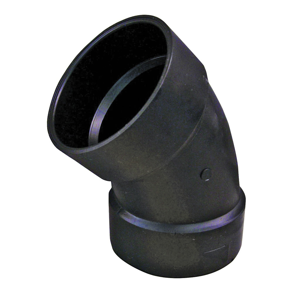 GENOVA 80640 Pipe Elbow, 4 in, Hub, 45 deg Angle, ABS, SCH 40 Schedule