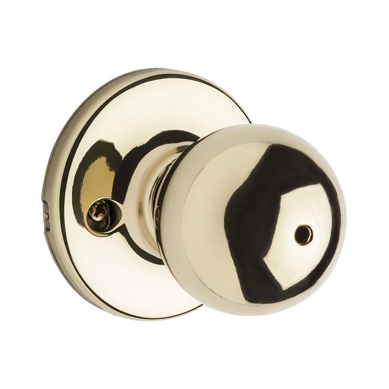 Kwikset 300P3RCLRCSBX Privacy Door Knob, Polished Brass