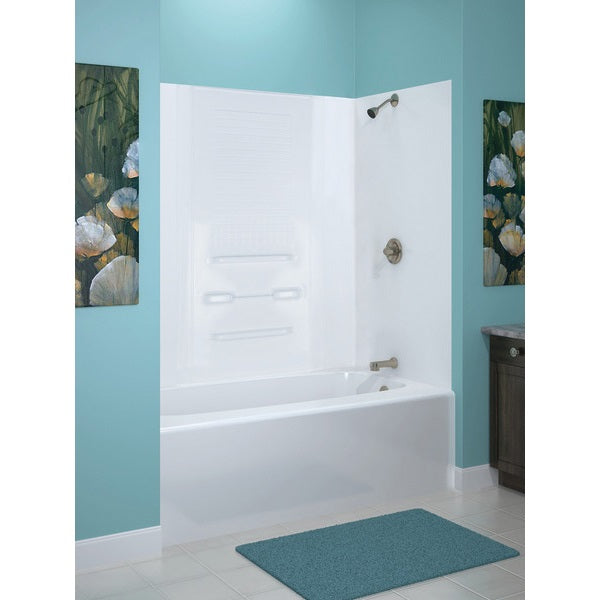 Peerless TW99440A Bathtub Wall Set, 32 in L, 53 in W, 78 in H, Polycomposite, Adhesive Installation, Tile Wall, White