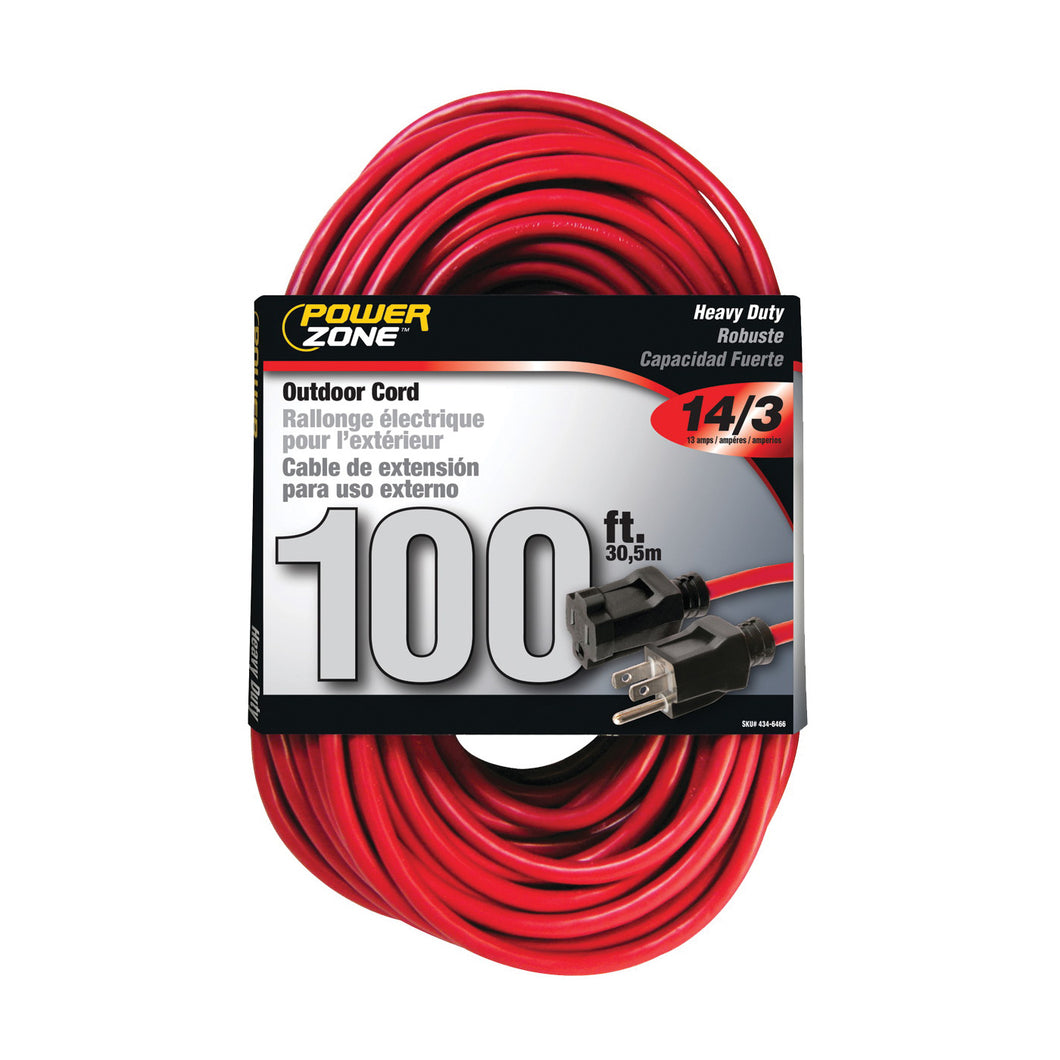 PowerZone OR514735/506735 Extension Cord, 14 AWG Cable, 100 ft L, 13 A, 125 V, Red