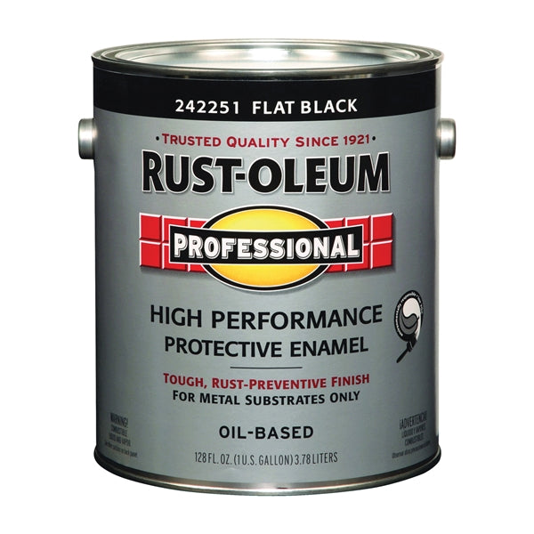 Professional 242251 Enamel Paint, Flat, Black, 1 gal, Can, Oil Base, Application: Brush, Roller, Spray