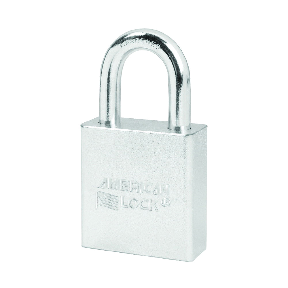 American Lock A5200D Padlock, Keyed Different Key, Open Shackle, 5/16 in Dia Shackle, 1-1/8 in H Shackle, Steel Body