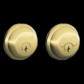 Schlage B62N605 Entry Deadbolt, 1 Grade, Keyed Alike Key, Metal, Polished Brass, 2-3/8 x 2-3/4 in Backset, C, K4 Keyway