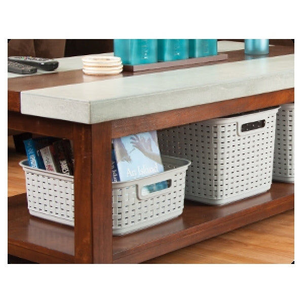 Sterilite 12726A06 Short Weave Basket, 1.3 cu-ft Capacity, Plastic, Cement, Rectangle