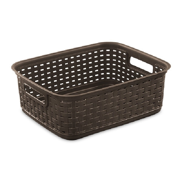 Sterilite 12726P06 Short Weave Basket, 1.3 cu-ft Capacity, Plastic, Espresso, Rectangle