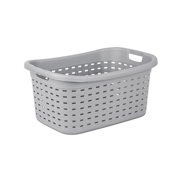 Sterilite 12756A06 Weave Laundry Basket, Plastic, Cement, 26 in L x 18-3/8 in W x 12-1/2 in H Outside