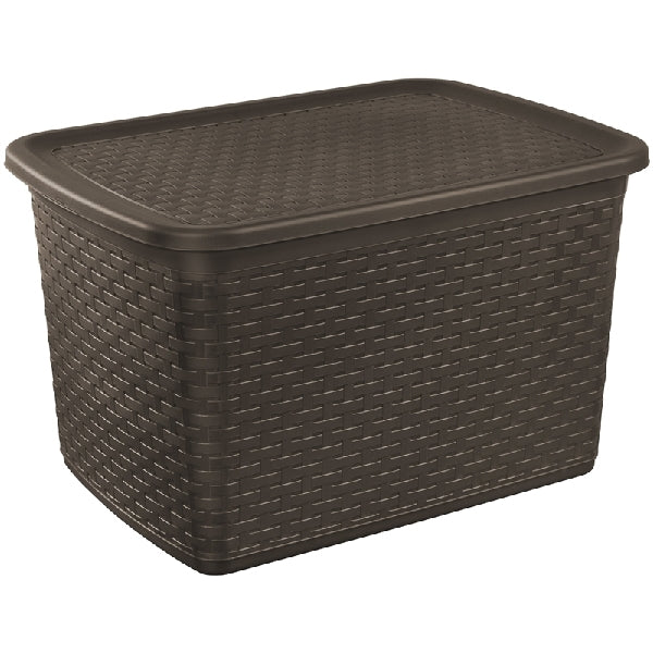 Sterilite 12786P04 Weave Storage Tote, Plastic, Espresso, 23-1/4 in L, 16-7/8 in W, 14 in H