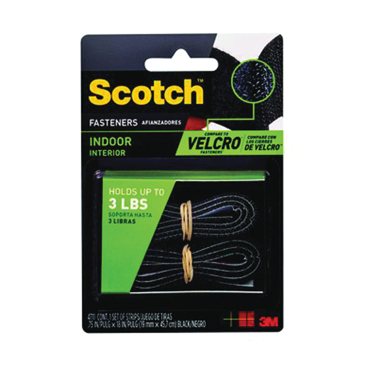 Scotch RF4711 Fastener, 3/4 in W, 18 in L, Black, 1 lb