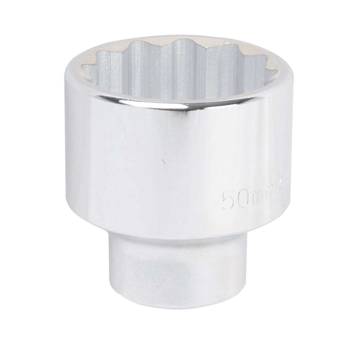 Vulcan MT-SM6050 Drive Socket, 50 mm Socket, 3/4 in Drive, 12-Point, Chrome Vanadium Steel, Chrome