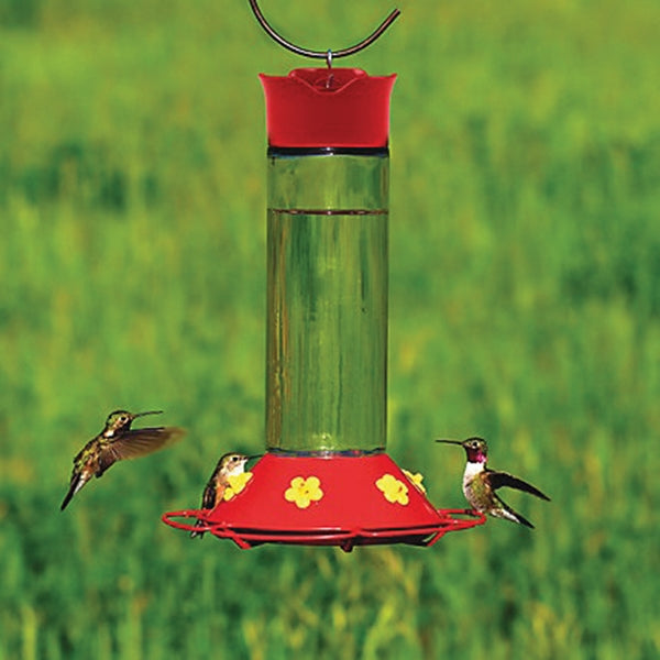 Perky-Pet 209B Bird Feeder, 30 oz, 6-Port/Perch, Glass/Plastic, Bright Red/Yellow, 8.3 in H