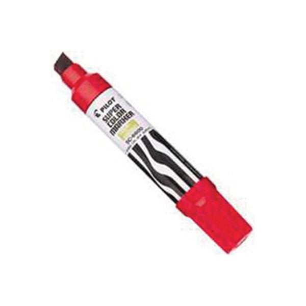 Pilot 43300 Super Color Permanent Marker, Chisel Lead/Tip, Red Lead/Tip