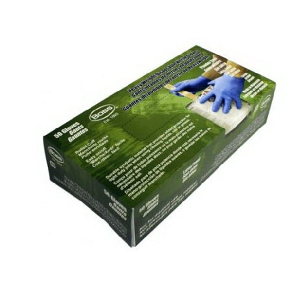 BOSS 1UH0001L Disposable Gloves, L, Nitrile, Powdered, Blue, 9-1/2 in L