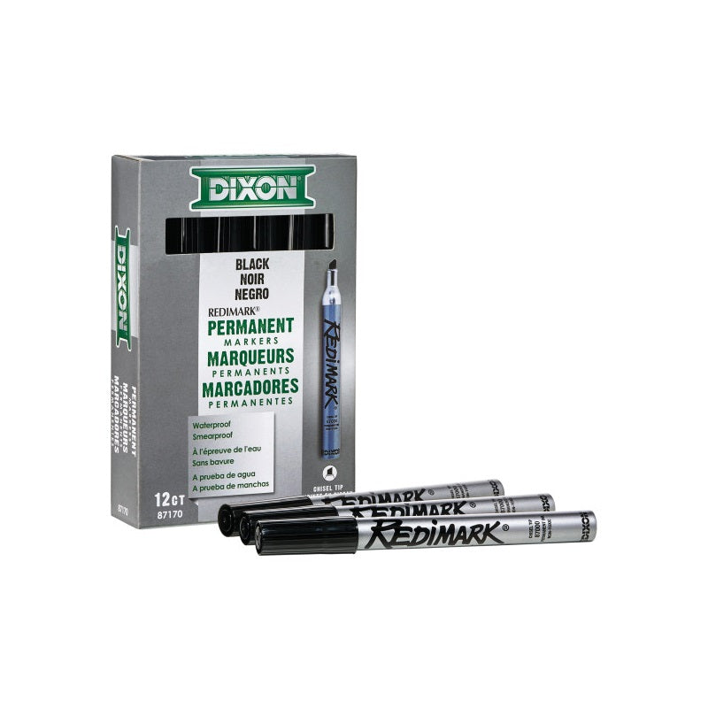 DIXON TICONDEROGA 87170 Marker, Black, 6 in L, Metal Barrel