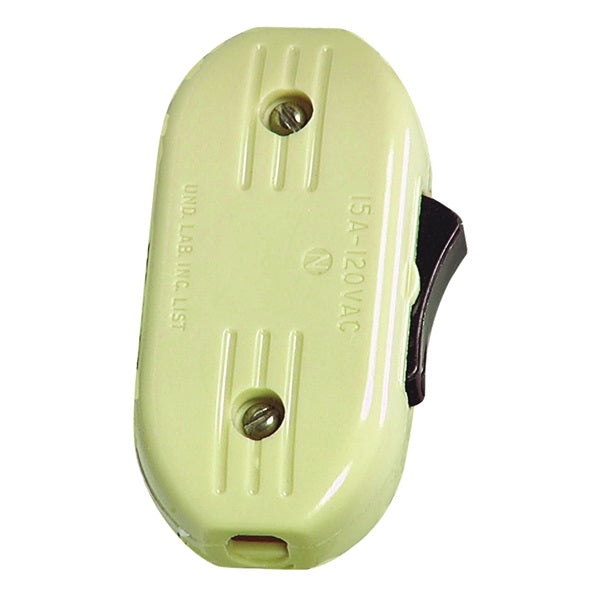 Eaton Wiring Devices BP933V Cord Switch, 3 A, 120 V, Screw Terminal, Ivory