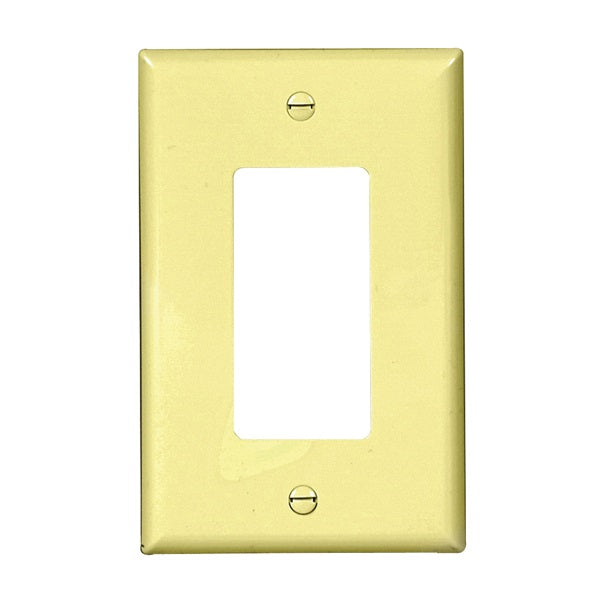 Eaton Wiring Devices PJ26V Wallplate, 4-1/2 in L, 2-3/4 in W, 1 -Gang, Polycarbonate, Ivory, High-Gloss