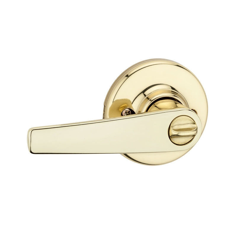 Kwikset 300DL3CP Privacy Lever, 3-5/8 in L Lever, Polished Brass